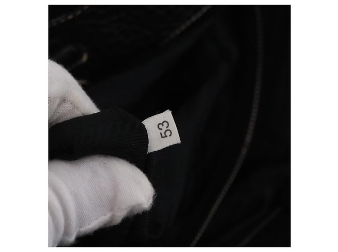 Saco Tote PRADA Nylon Couro Preto Prata Auth am12735A - vista 12
