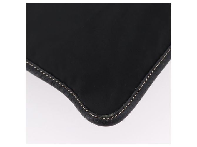 Saco Tote PRADA Nylon Couro Preto Prata Auth am12735A - vista 15