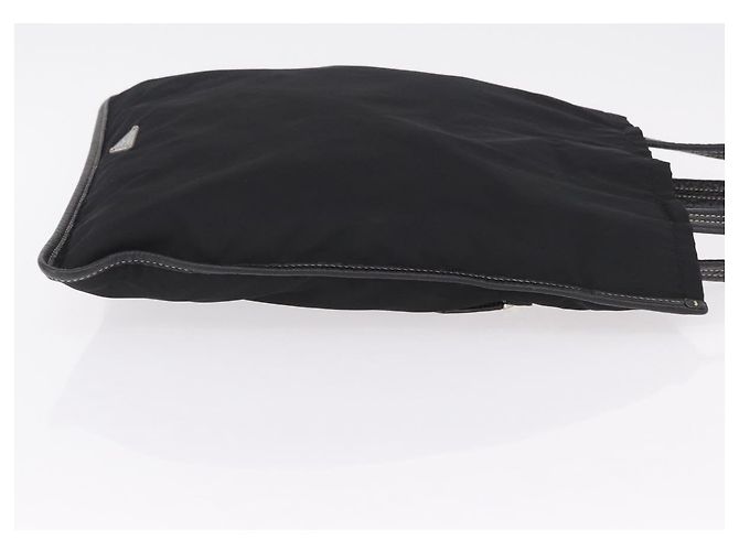 Saco Tote PRADA Nylon Couro Preto Prata Auth am12735A - vista 3