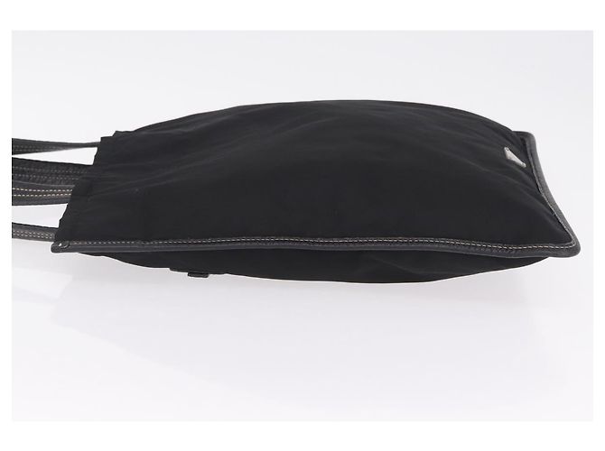 Saco Tote PRADA Nylon Couro Preto Prata Auth am12735A - vista 4