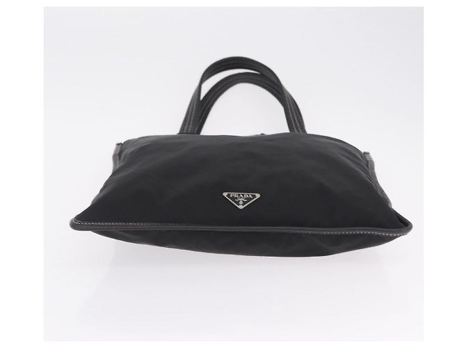 Saco Tote PRADA Nylon Couro Preto Prata Auth am12735A - vista 5