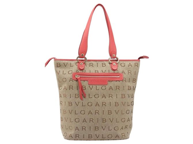 Bulgari Borsa Tote BVLGARI Canvas Beige Gold Auth bs37467A D'oro - vista 13
