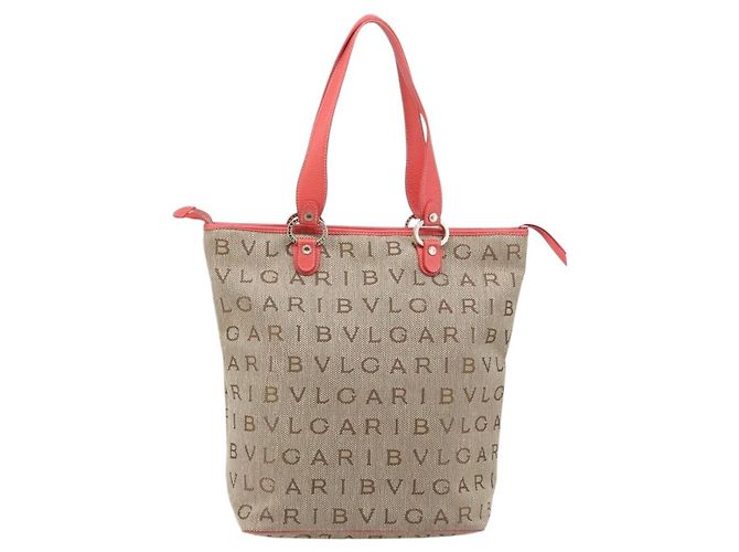 Bulgari Borsa Tote BVLGARI Canvas Beige Gold Auth bs37467A D'oro - vista 2
