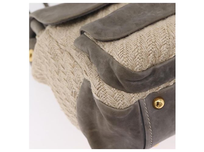 Bolso de mano Miu Miu de piel 2way Gris Oro Auth 167708A Castaño Dorado - vista 10