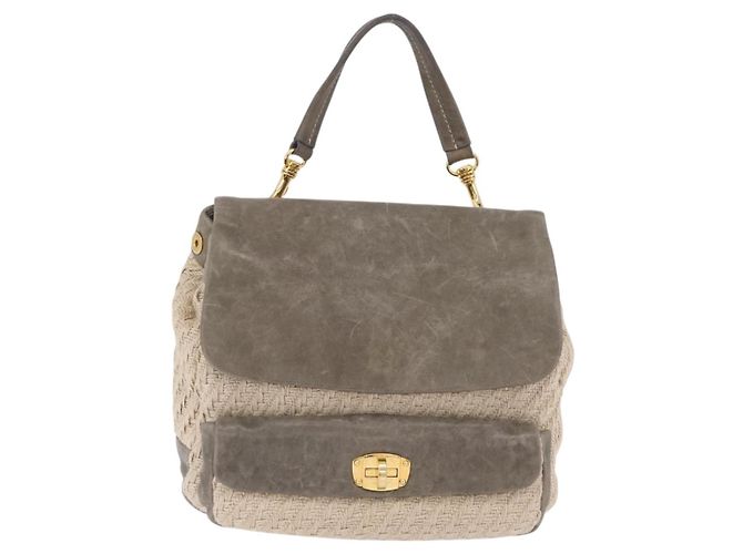 Bolso de mano Miu Miu de piel 2way Gris Oro Auth 167708A Castaño Dorado - vista 13