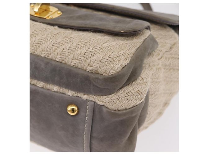 Bolso de mano Miu Miu de piel 2way Gris Oro Auth 167708A Castaño Dorado - vista 17