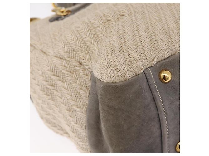Bolso de mano Miu Miu de piel 2way Gris Oro Auth 167708A Castaño Dorado - vista 18