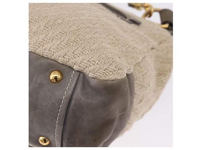 Bolso de mano Miu Miu de piel 2way Gris Oro Auth 167708A Castaño Dorado - vista 19