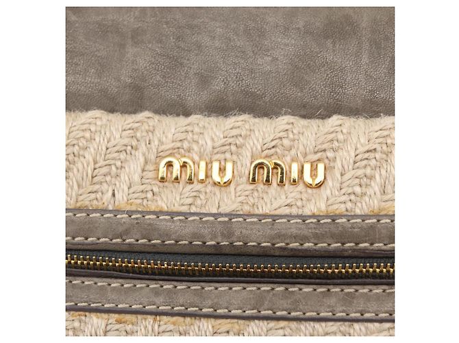 Bolso de mano Miu Miu de piel 2way Gris Oro Auth 167708A Castaño Dorado - vista 20
