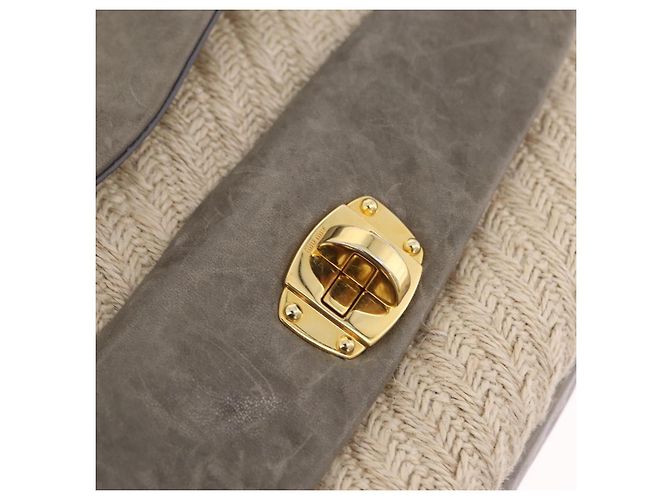 Bolso de mano Miu Miu de piel 2way Gris Oro Auth 167708A Castaño Dorado - vista 21