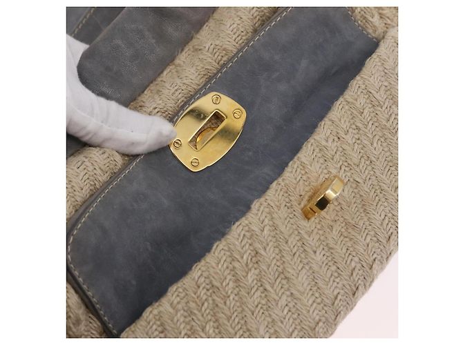Bolso de mano Miu Miu de piel 2way Gris Oro Auth 167708A Castaño Dorado - vista 29