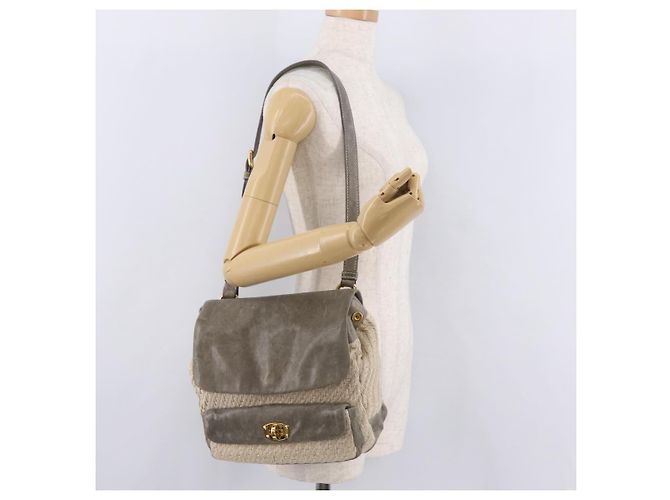 Bolso de mano Miu Miu de piel 2way Gris Oro Auth 167708A Castaño Dorado - vista 31
