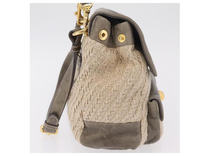 Bolso de mano Miu Miu de piel 2way Gris Oro Auth 167708A Castaño Dorado - vista 4