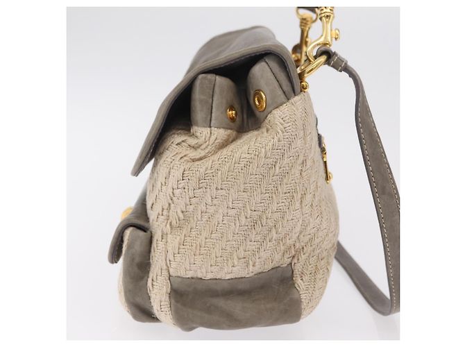 Bolso de mano Miu Miu de piel 2way Gris Oro Auth 167708A Castaño Dorado - vista 5