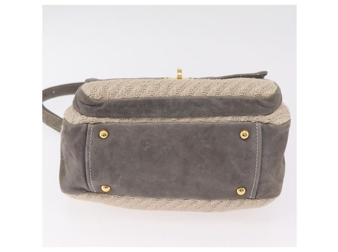 Bolso de mano Miu Miu de piel 2way Gris Oro Auth 167708A Castaño Dorado - vista 6