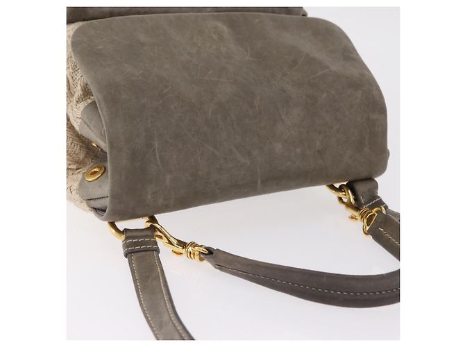 Bolso de mano Miu Miu de piel 2way Gris Oro Auth 167708A Castaño Dorado - vista 7