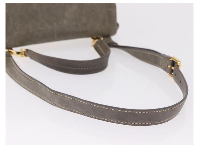 Bolso de mano Miu Miu de piel 2way Gris Oro Auth 167708A Castaño Dorado - vista 9