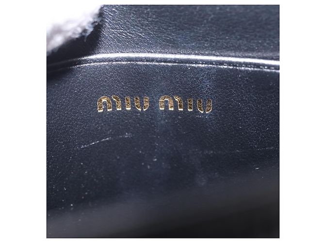 Borsa a tracolla per telefono Miu Miu in pelle nera e oro Auth 167733A Nero D'oro - vista 10