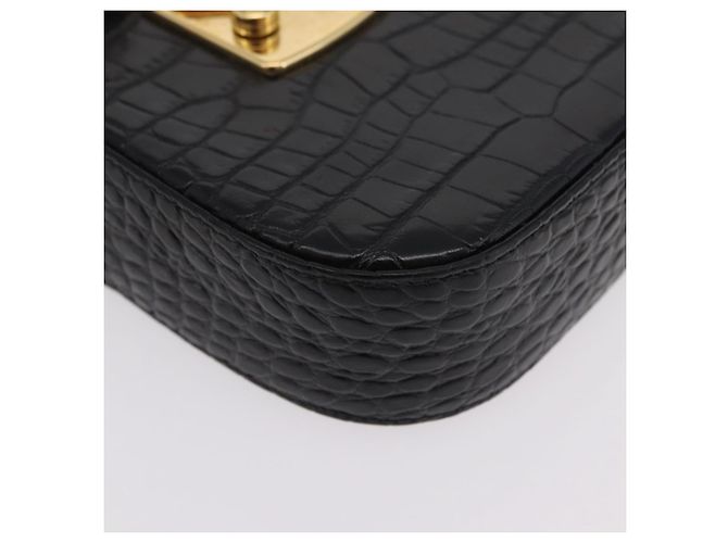 Borsa a tracolla per telefono Miu Miu in pelle nera e oro Auth 167733A Nero D'oro - vista 15