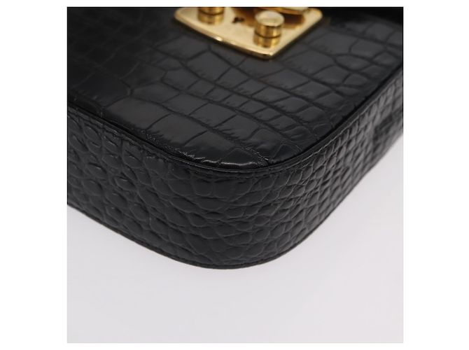 Borsa a tracolla per telefono Miu Miu in pelle nera e oro Auth 167733A Nero D'oro - vista 16