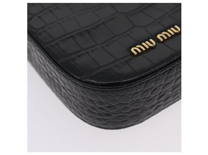 Borsa a tracolla per telefono Miu Miu in pelle nera e oro Auth 167733A Nero D'oro - vista 17