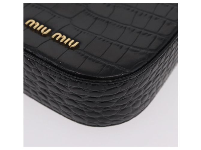 Borsa a tracolla per telefono Miu Miu in pelle nera e oro Auth 167733A Nero D'oro - vista 18
