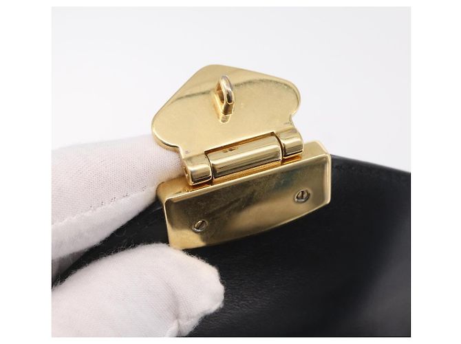 Borsa a tracolla per telefono Miu Miu in pelle nera e oro Auth 167733A Nero D'oro - vista 21