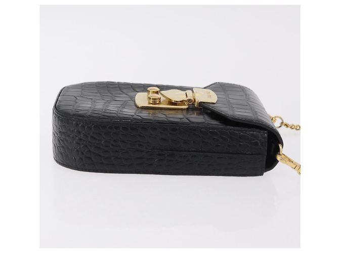 Borsa a tracolla per telefono Miu Miu in pelle nera e oro Auth 167733A Nero D'oro - vista 3