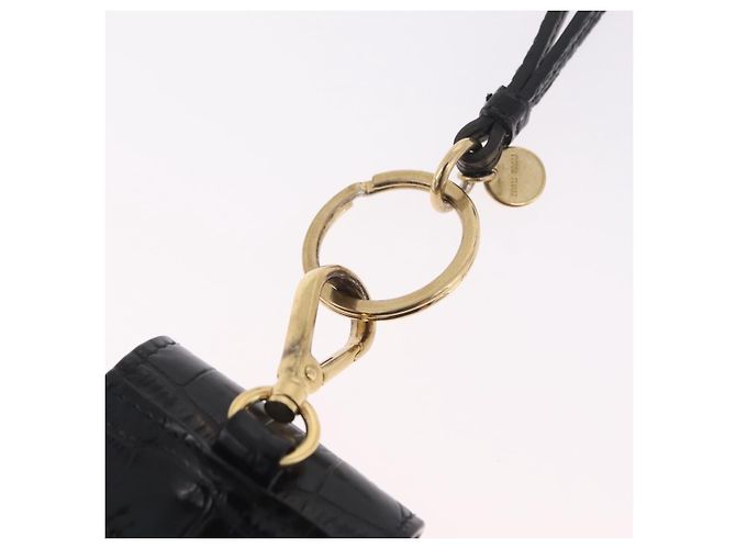 Borsa a tracolla per telefono Miu Miu in pelle nera e oro Auth 167733A Nero D'oro - vista 31