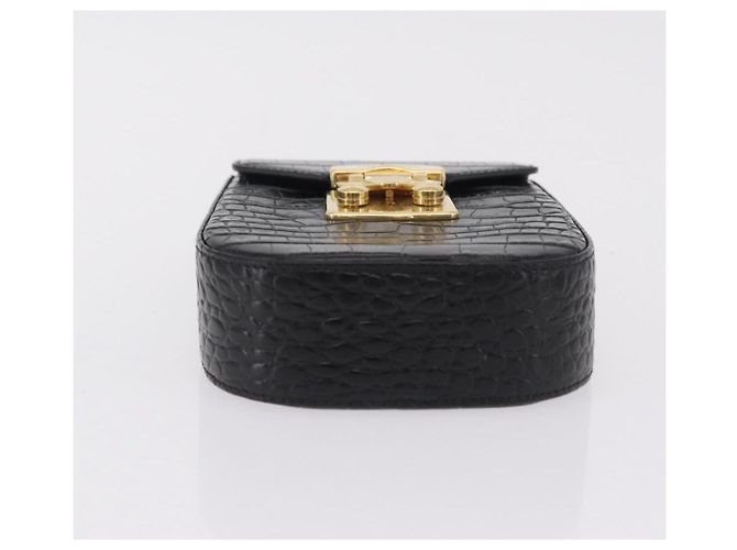 Borsa a tracolla per telefono Miu Miu in pelle nera e oro Auth 167733A Nero D'oro - vista 5