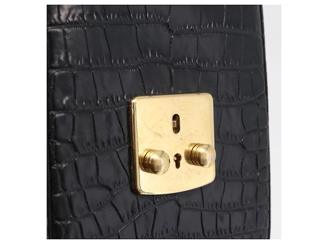 Borsa a tracolla per telefono Miu Miu in pelle nera e oro Auth 167733A Nero D'oro - vista 9