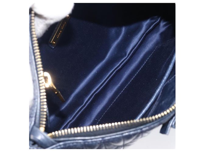 Borsa a spalla Miu Miu Matelassé in pelle blu e oro RR1937 Auth am12690V D'oro - vista 10