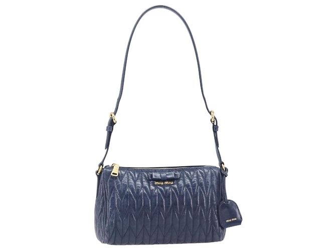 Borsa a spalla Miu Miu Matelassé in pelle blu e oro RR1937 Auth am12690V D'oro - vista 13