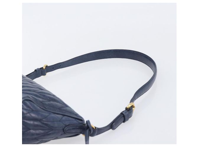 Borsa a spalla Miu Miu Matelassé in pelle blu e oro RR1937 Auth am12690V D'oro - vista 14