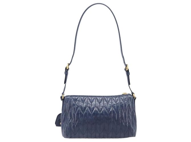 Borsa a spalla Miu Miu Matelassé in pelle blu e oro RR1937 Auth am12690V D'oro - vista 2