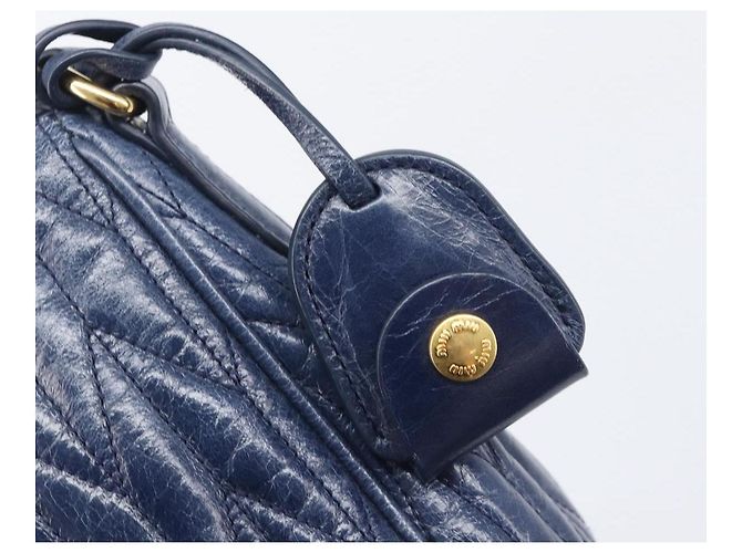 Borsa a spalla Miu Miu Matelassé in pelle blu e oro RR1937 Auth am12690V D'oro - vista 21