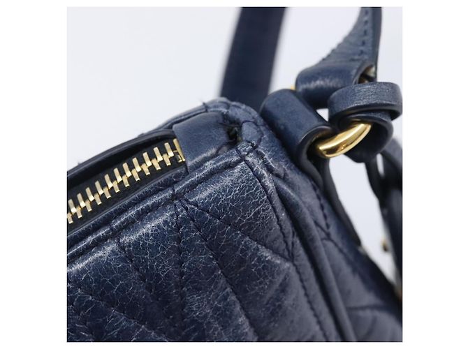 Borsa a spalla Miu Miu Matelassé in pelle blu e oro RR1937 Auth am12690V D'oro - vista 22