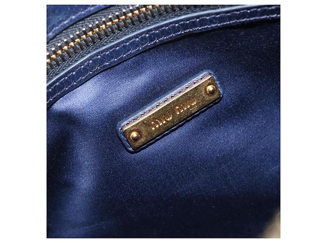 Borsa a spalla Miu Miu Matelassé in pelle blu e oro RR1937 Auth am12690V D'oro - vista 23
