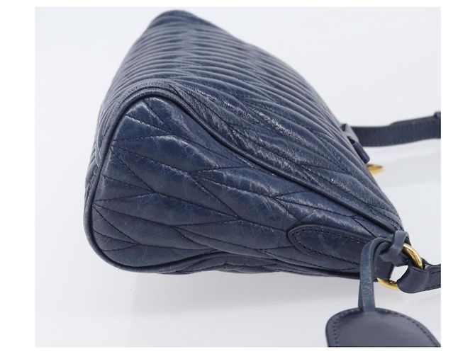 Borsa a spalla Miu Miu Matelassé in pelle blu e oro RR1937 Auth am12690V D'oro - vista 3
