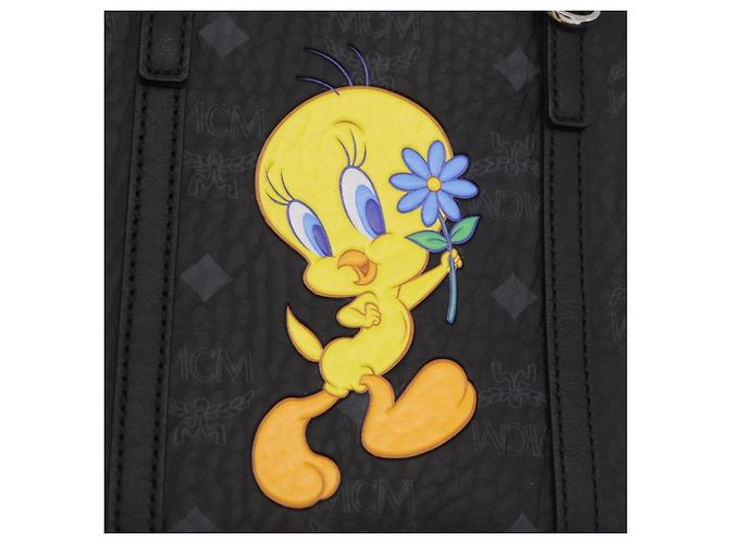 Bolso MCM Vicetos Logogram PVC Leather 2way LOONEY TUNES Black Silver Auth 202523M Negro Plata - vista 21