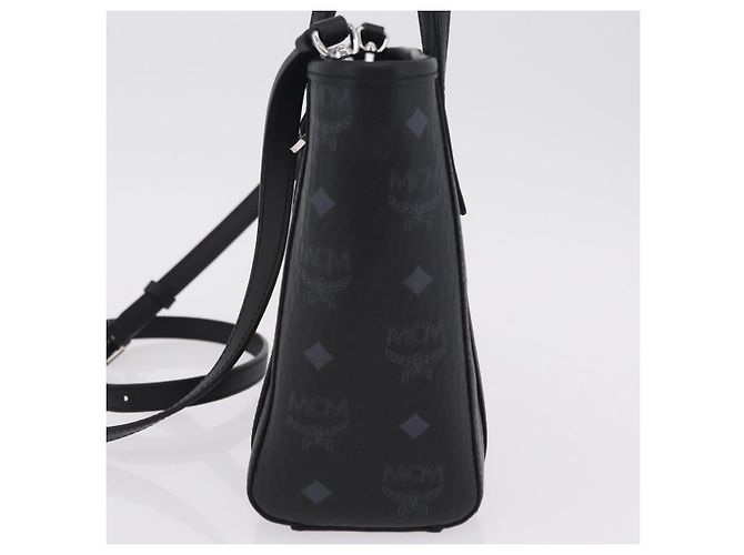 Bolso MCM Vicetos Logogram PVC Leather 2way LOONEY TUNES Black Silver Auth 202523M Negro Plata - vista 3
