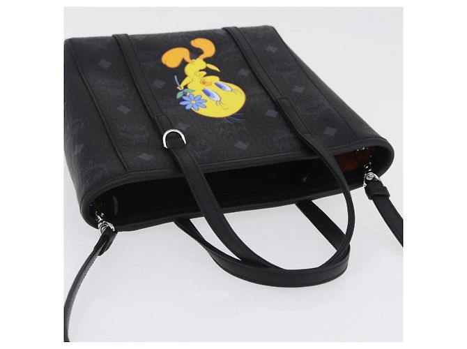 Bolso MCM Vicetos Logogram PVC Leather 2way LOONEY TUNES Black Silver Auth 202523M Negro Plata - vista 6