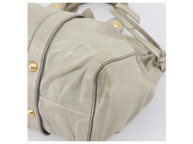 Miu Miu Vitellolux Handtasche Leder 2way Khaki Goldton Auth 206665A - Ansicht 17