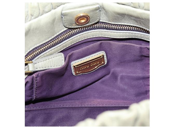 Miu Miu Vitellolux Handtasche Leder 2way Khaki Goldton Auth 206665A - Ansicht 19