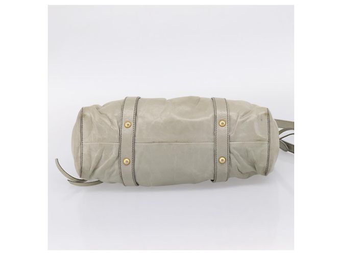 Miu Miu Vitellolux Handtasche Leder 2way Khaki Goldton Auth 206665A - Ansicht 5