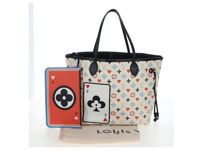 Sac LOUIS VUITTON Monogram game Neverfull MM Multicolor M57462 LV Auth 206917SAM Blanc Multicolore - vue 12