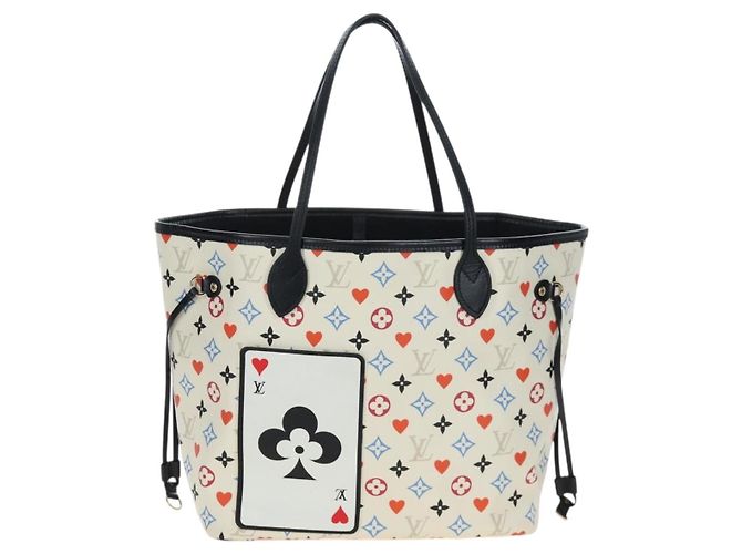 Sac LOUIS VUITTON Monogram game Neverfull MM Multicolor M57462 LV Auth 206917SAM Blanc Multicolore - vue 13
