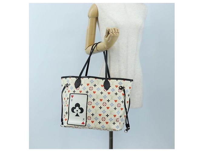 Sac LOUIS VUITTON Monogram game Neverfull MM Multicolor M57462 LV Auth 206917SAM Blanc Multicolore - vue 32