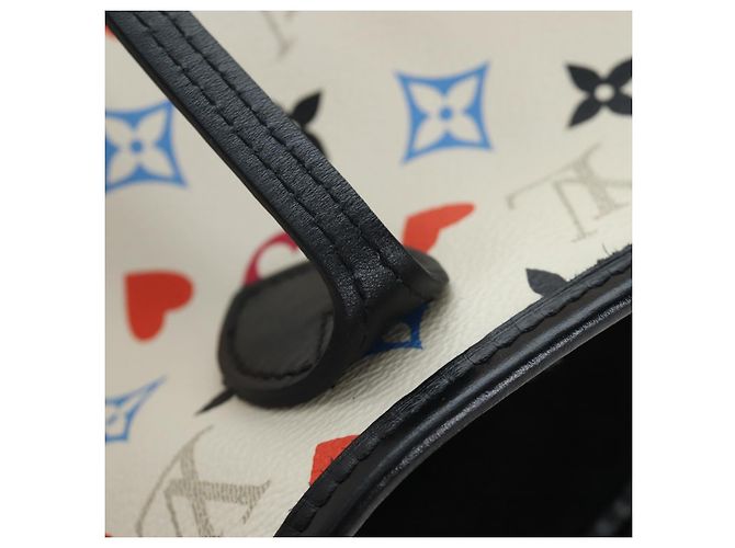 Sac LOUIS VUITTON Monogram game Neverfull MM Multicolor M57462 LV Auth 206917SAM Blanc Multicolore - vue 9