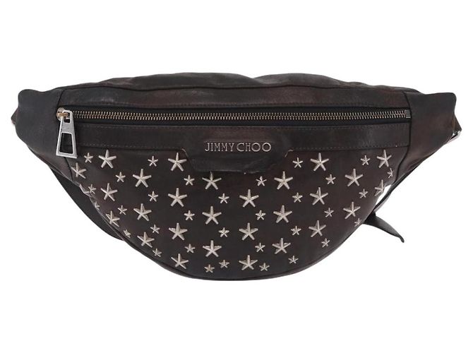 Bolsa de cintura Jimmy Choo em couro marrom prata autêntica bs37173 - vista 13